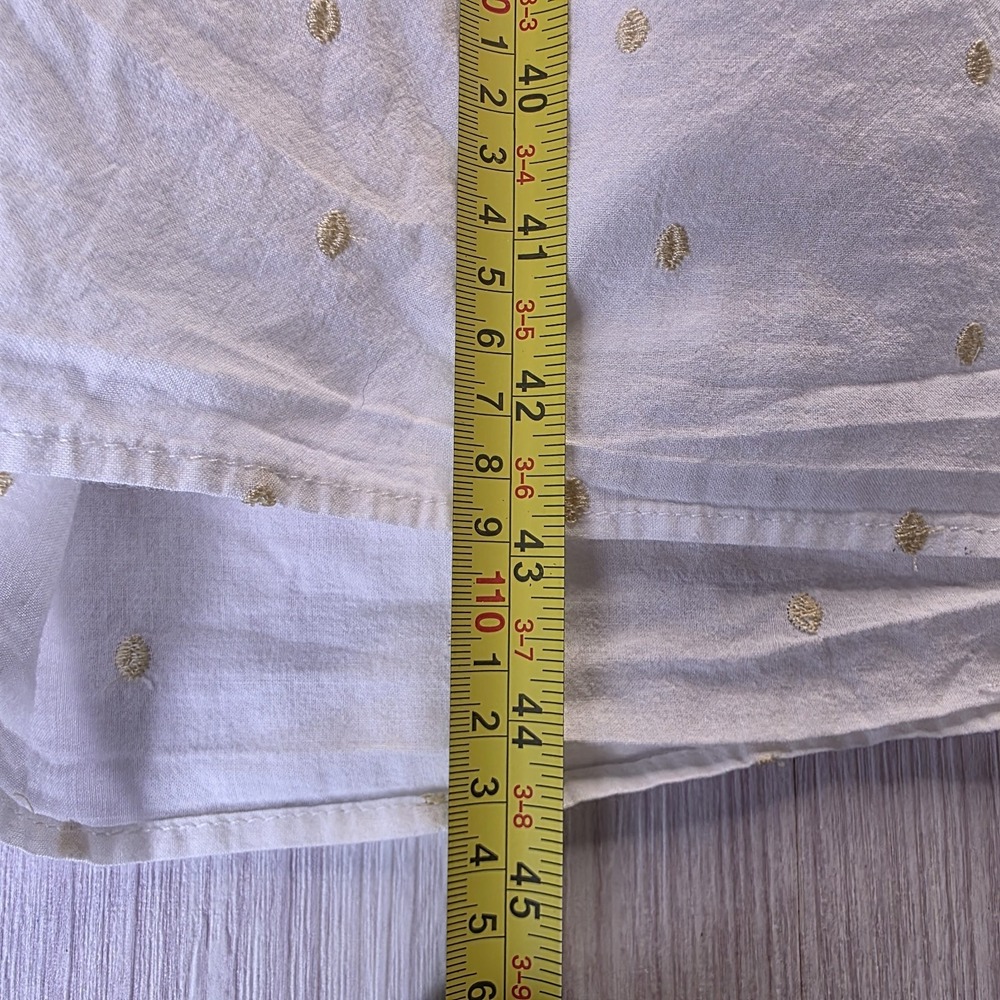 Zara White Yellow Polka Dot Midi Dress M Smocked Waist Cottagecore Cape Neckline - Picture 9 of 9
